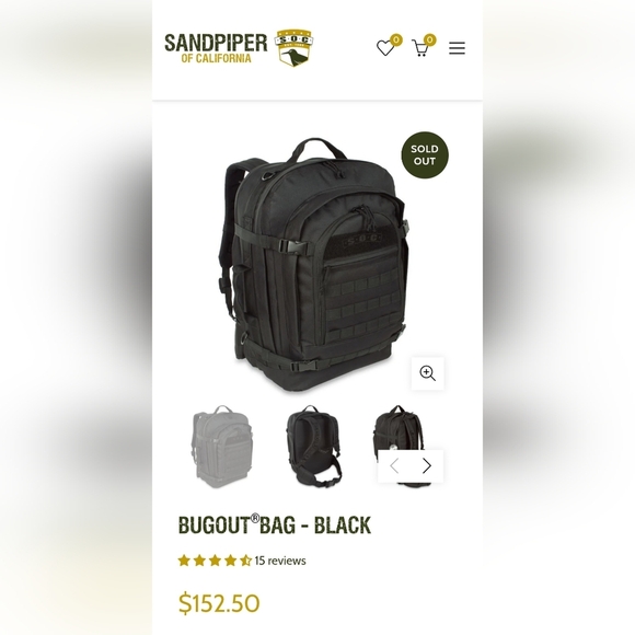 Sandpiper of California Black Military Mens Hiking Bugout Bag NEW - Picture 2 of 16